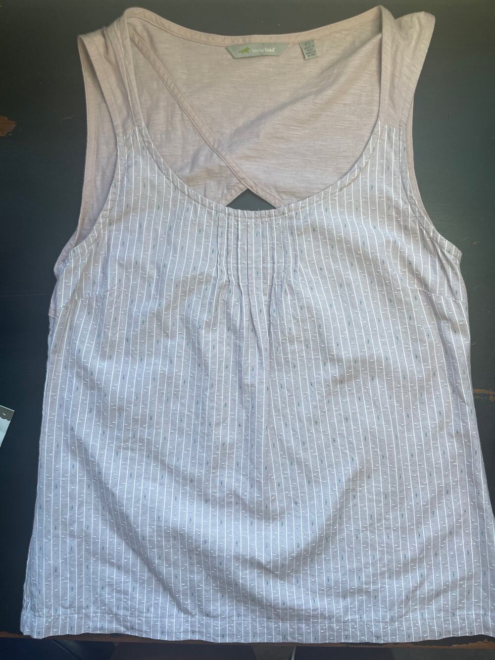 Vintage Horny Toad Fanfair Sleeveless Shirt Organic Cotton Pink Striped XS
